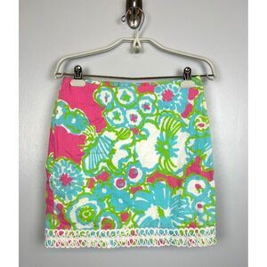 Lilly Pulitzer Floral It's a Delicacy Mini Skirt 0 Pink Blue Resort Beach Cruise